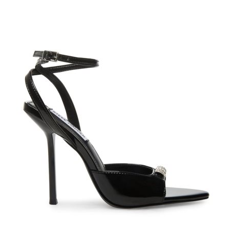 Black Steve Madden Prize Patent Women's Heels Sandals | PH 0826KS16